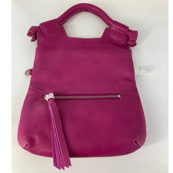 FOLEY CORINA SMALL MAGENTA PEBBLED LEATHER CROSSBODY BAG - Picture 1 of 12